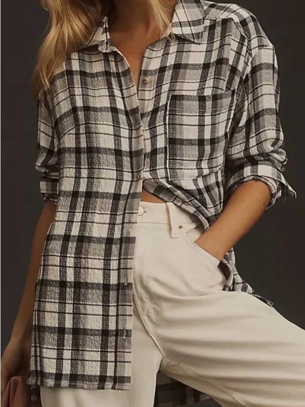 Pilcro Anthropologie Plaid Button Down Shirt XS NWT Relaxed Fit $98